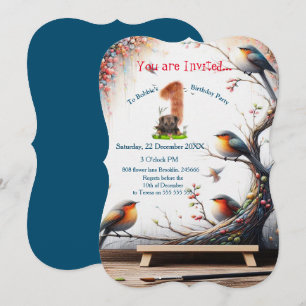 Invitation Fantaisie artistique, dessins d'oiseaux en couleur