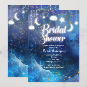 Invitation Fantaisie Céleste Étoiles Dorées et Mariage Féeriq