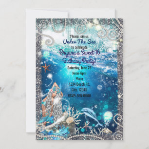 Invitation Fantaisie de Sirène Blonde Mer Enchantée Douce 16