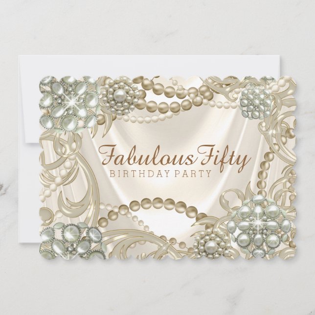 Invitation Fantaisie Hollywood Glam Pearl fête d'anniversaire (Devant)
