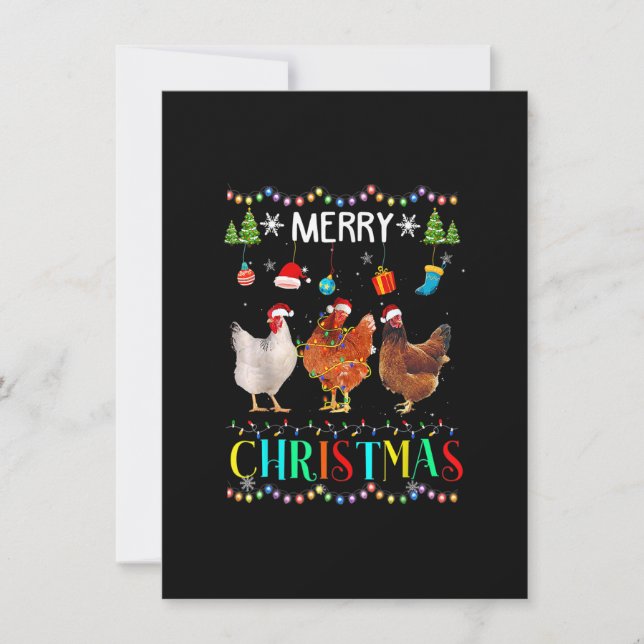 Invitation Fantaisie Joyeux Noël Chicken Chemise Santa Chapea (Devant)