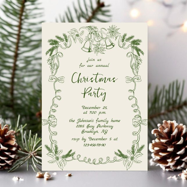 Invitation Fantaisie Main dessinée Whimsical Noël Fête (Créateur téléchargé)