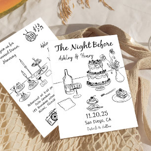 Invitation Fantaisiste Dessinée à la Main Excentrique La Nuit