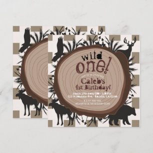 Invitation Fantaisiste Rustique Animaux de la Forêt Sauvage 1