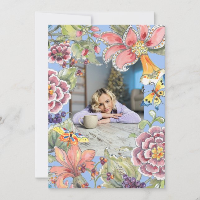 Invitation Fantastique 50 Tropical Floral Blue 50e anniversai (Devant)