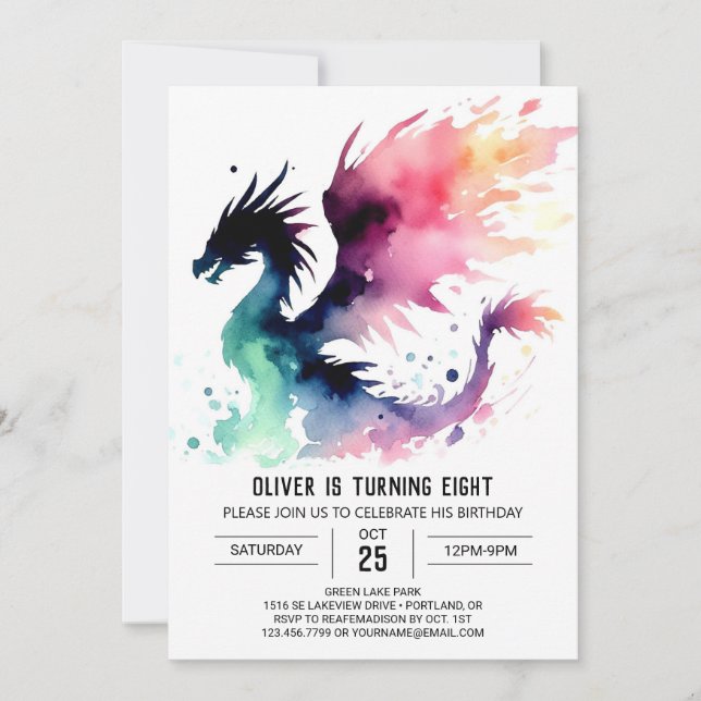 Invitation Fantastique Dragon Anniversaire numérique (Devant)