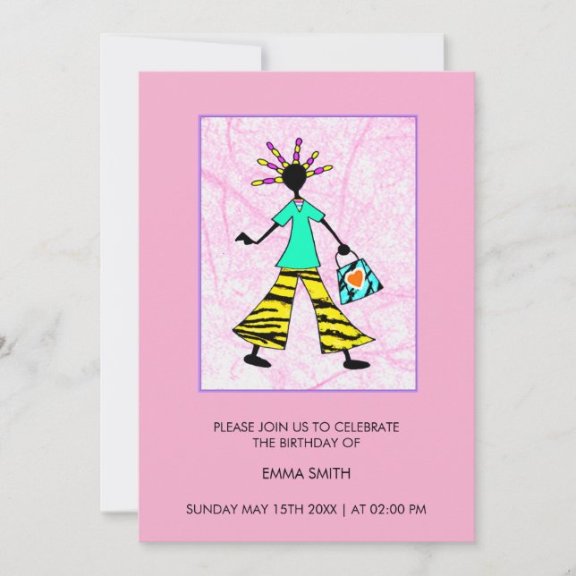 Invitation Fantastique et élégante femme Anniversaire (Devant)