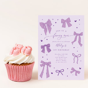 Invitation Fantastique ONE Coquette Bow violet fête d'anniver