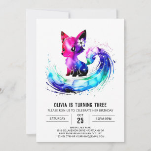 Invitation Fantasy Girly Fox Digital Girl Anniversaire