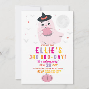 Invitation Fantôme Anniversaire Filles Citrouilles rose