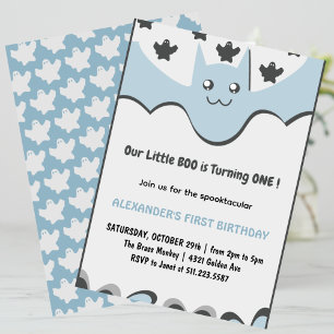 Invitation Fantôme Chauve-souris volante Petit boo Halloween 