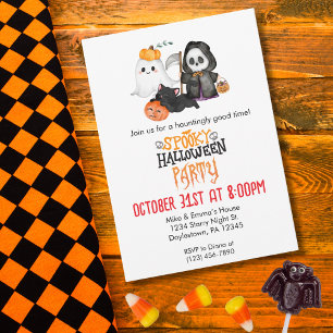 Invitation Fantôme Citrouille Grim Faucheuse mignonne Chat no