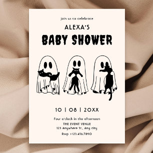 Invitation fantôme de chat noir bébé drôle showering