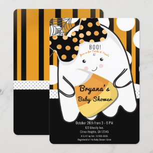 Invitation Fantôme de fille mignonne Halloween bébé fête prén