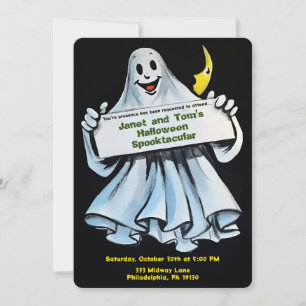 Invitation Fantôme d'Halloween rétro personnalisable