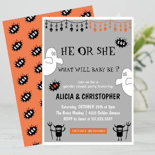 Invitation Fantôme Gris Octobre Révélation du sexe d'Hallowe