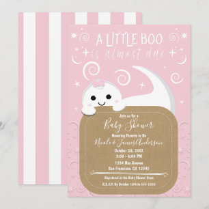 Invitation Fantôme qui regarde rose Halloween Boo Baby Shower