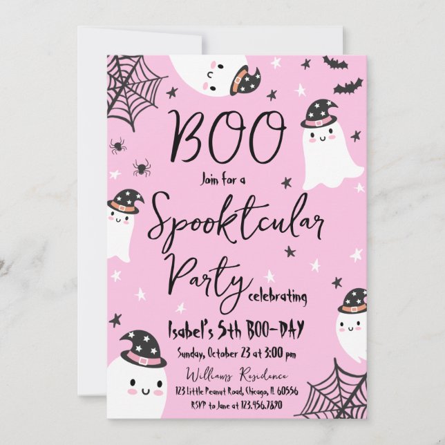 Invitation Fantôme rose Spooktacular Halloween Anniversaire (Devant)
