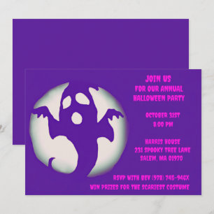 Invitation Fantôme rose violet Éffrayant Halloween Ghosts Par
