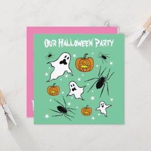 Invitation Fantômes, Citrouilles et araignée d'Halloween pers