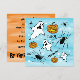 Invitation Fantômes, Citrouilles et araignée d'Halloween pers