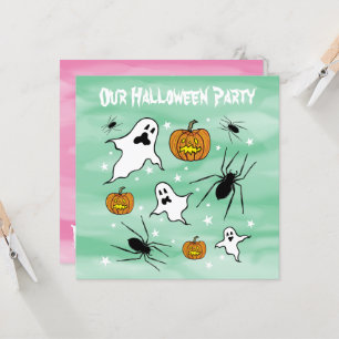 Invitation Fantômes, Citrouilles et araignée d'Halloween pers