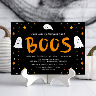 Invitation Fantômes flottants Boos et Booze Halloween Party