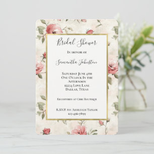 Invitation Fard à joues doré rose blush Roses florales Shower
