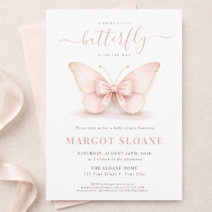 Invitation Fard à Joues Petit Papillon Neutre Baby Shower