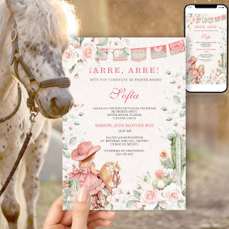 Invitation Fard à joues Rose Vaquerita Premier Rodeo Annivers