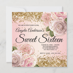 Invitation Fard à paupières doré rose floral pour Sweet Sixte