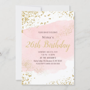 Invitation Fard roseau aquarelle paillettes dorées