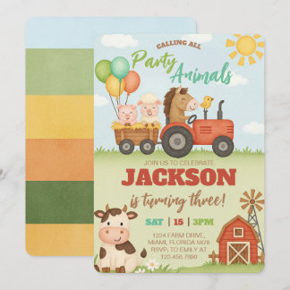 Invitation Farm Animals Ranch Kids Birthday