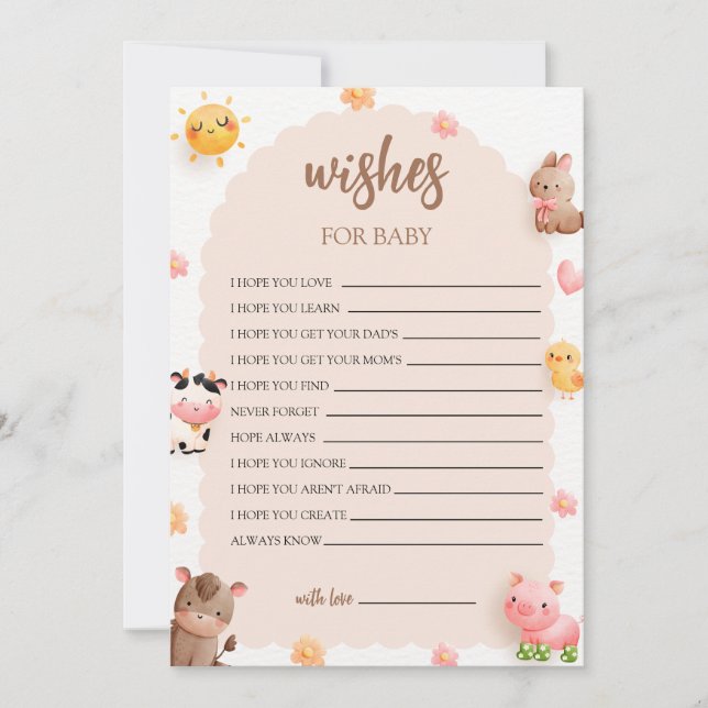 Invitation Farm Animals Wives for Baby Game Card (Devant)