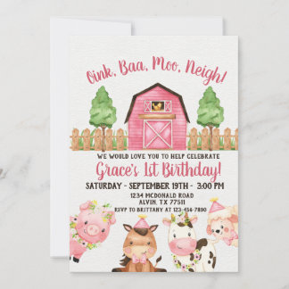 Invitation Farm Barnyard 1er anniversaire
