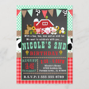 Invitation Farm Barnyard fête d'anniversaire