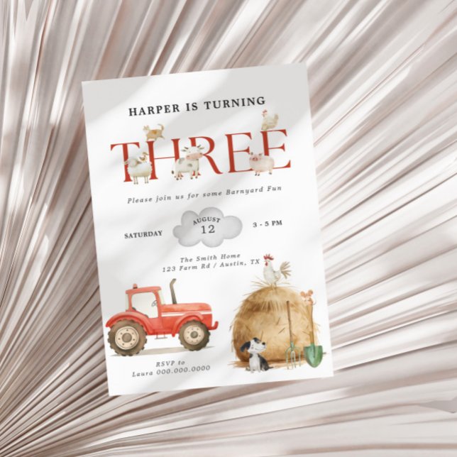 Invitation Farm Barnyard Fun Troisième anniversaire (Créateur téléchargé)