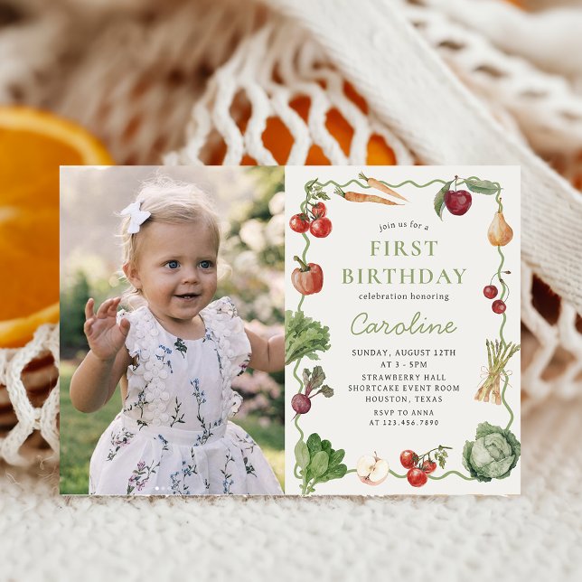 Invitation Farmers Market Légumes Anniversaire Photo Invitati (Créateur téléchargé)