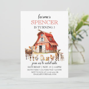 Invitation Farmhouse Anniversaire Fête des animaux de la gran