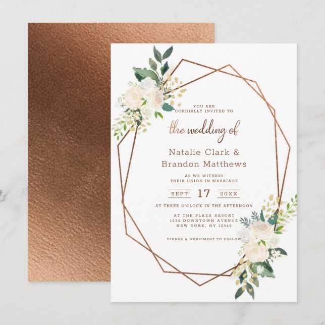 Invitation Farmhouse Frestic Rustic Country Terrarium Mariage (Devant / Derrière)