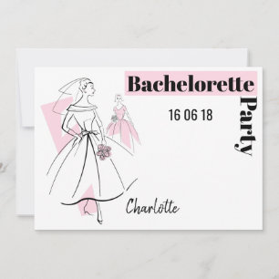 Invitation Fashion Bride Pink Bachelorette Party horizontale
