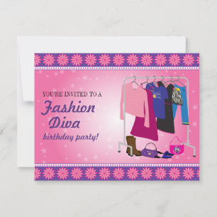 Invitation Fashion Diva fête d'anniversaire