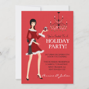 Invitation Fashion Girl Parties scintillant Fête de Noël
