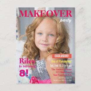 Invitation Fashion Magazine Makeover Girls Birthday Party