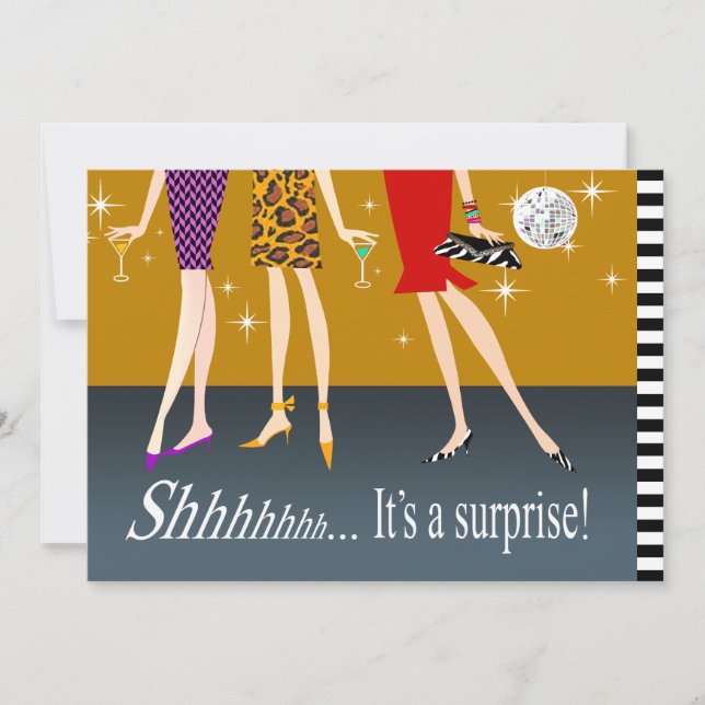 Invitation Fashion Party Filles Surprise Birthday Party (Devant)