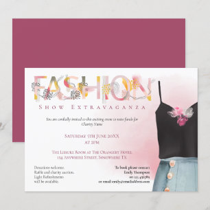 Invitation Fashion Show Événement Typographie De L'Arme Raspb