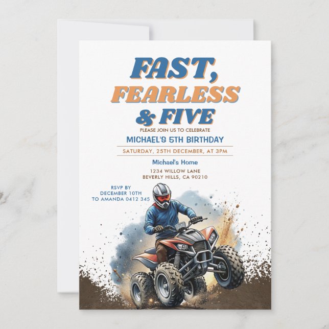 Invitation Fast Fearless & FIVE Racing 5e fête d'anniversaire (Devant)