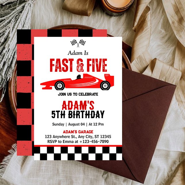 Invitation Fast & Five Race Car Boy 5e fête d'anniversaire (Créateur téléchargé)