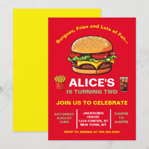 Invitation Fast Food Hamburguer Fries Soda Anniversaire