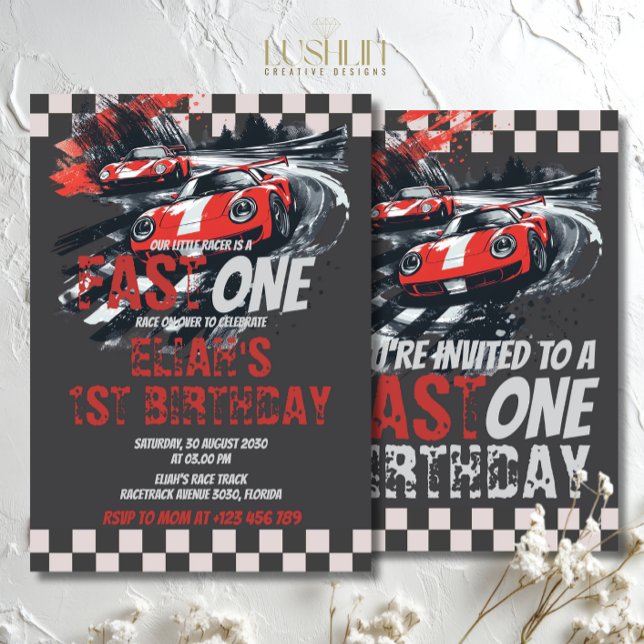 Invitation Fast One Anniversaire Course Voiture Track Party R (Créateur téléchargé)